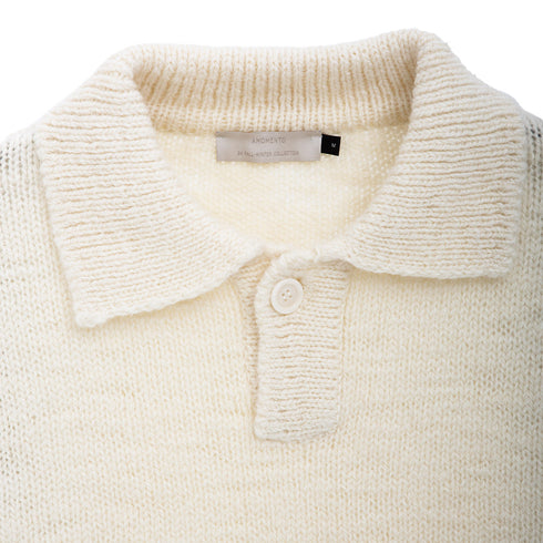 Amomento One Button Collar Knit Ecru AMFWM04KN Degli Uberti